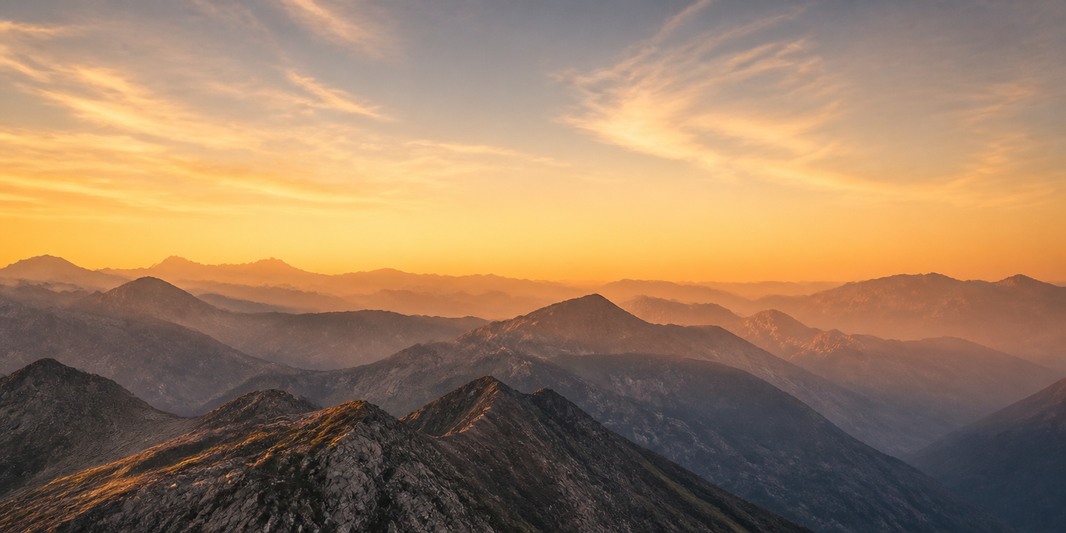 The Andes mountain range at sunset