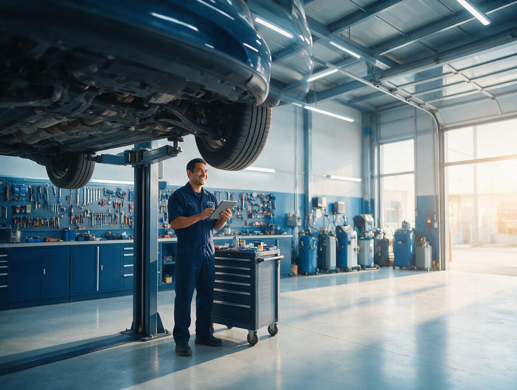 Mechanic working in a modern workshop