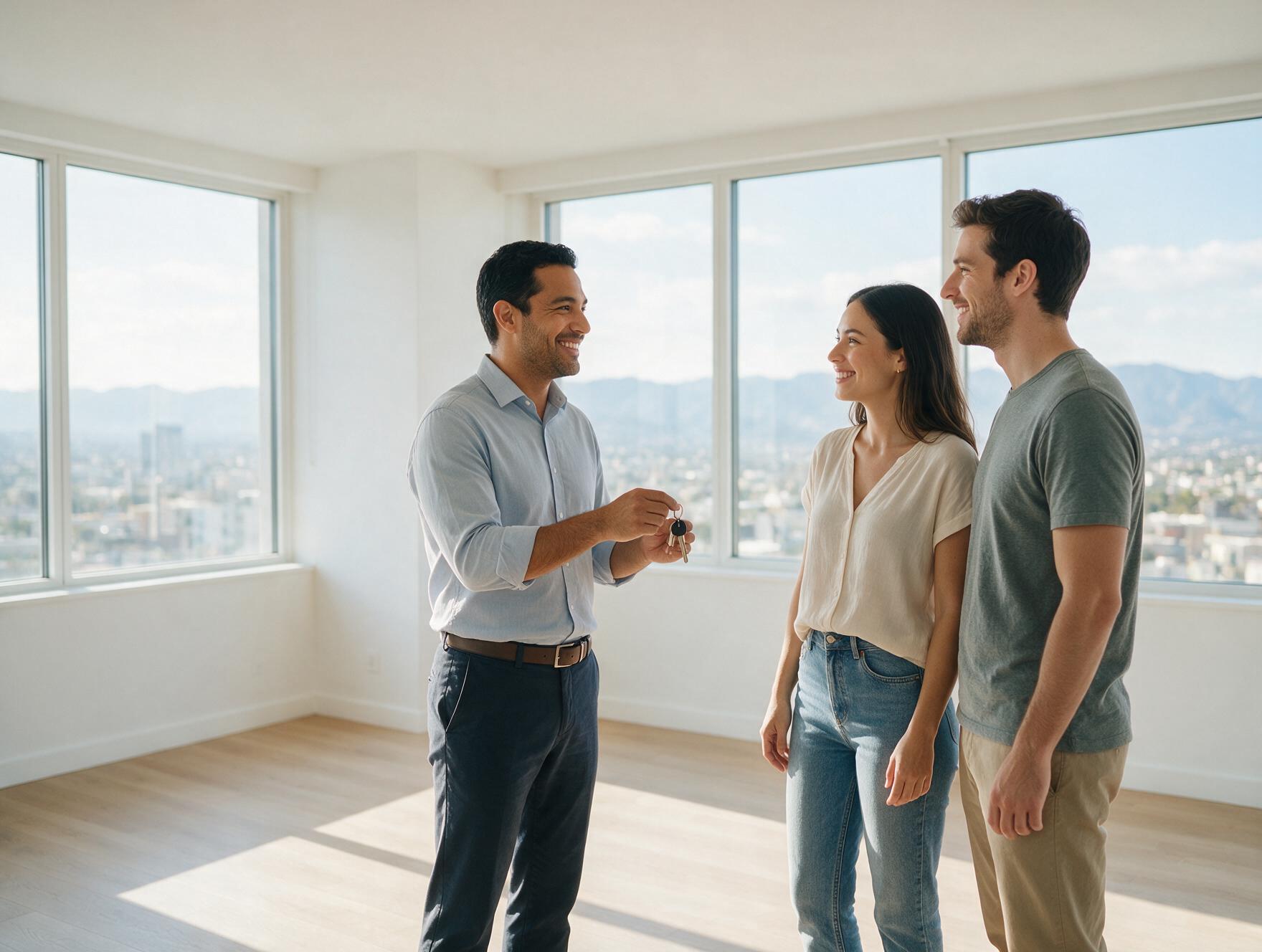 Estate agent showing an apartment to a couple